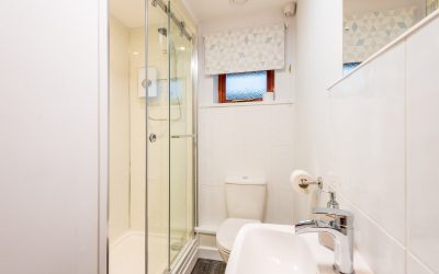 Second bathroom with large walk-in shower installed in Bramblewood Cottage