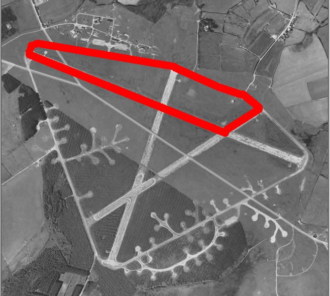 Davidstow airfield showing location of final track layoiut 1955